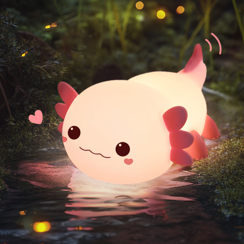 Axolotl Squishy Silikon LED Nachttischlampe - Perfektes Geschenk für Kinder und Mädchen