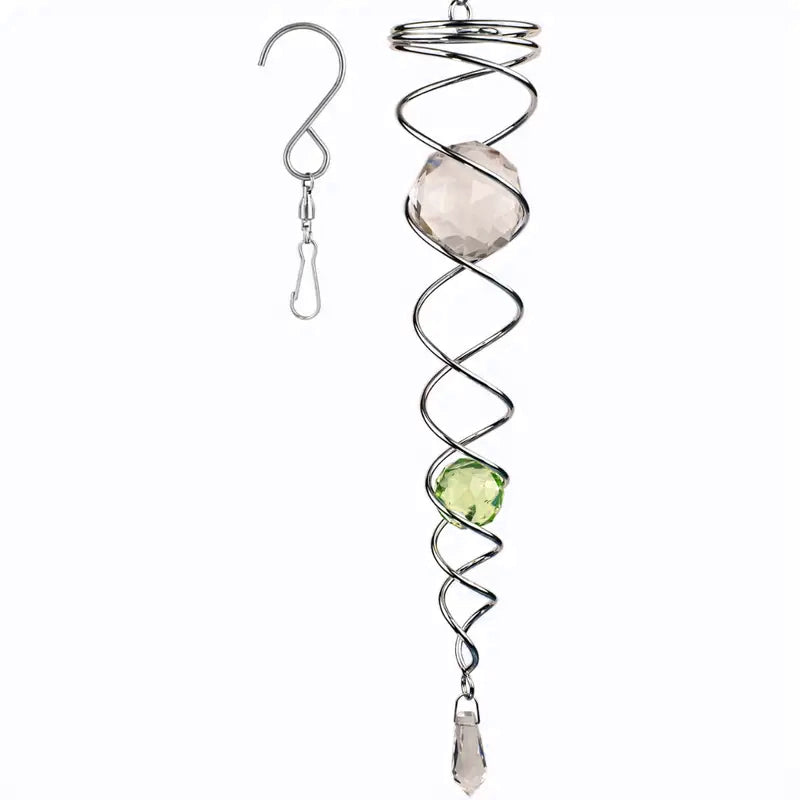 Frendorf | Windspiel Dekor Kristall Blickball Spiral Schwanz Windspinner Stabilisator