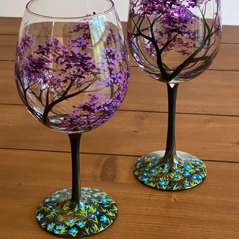 Frendorf | Vier Jahreszeiten Baum Weingläser - Handbemalte Kunst