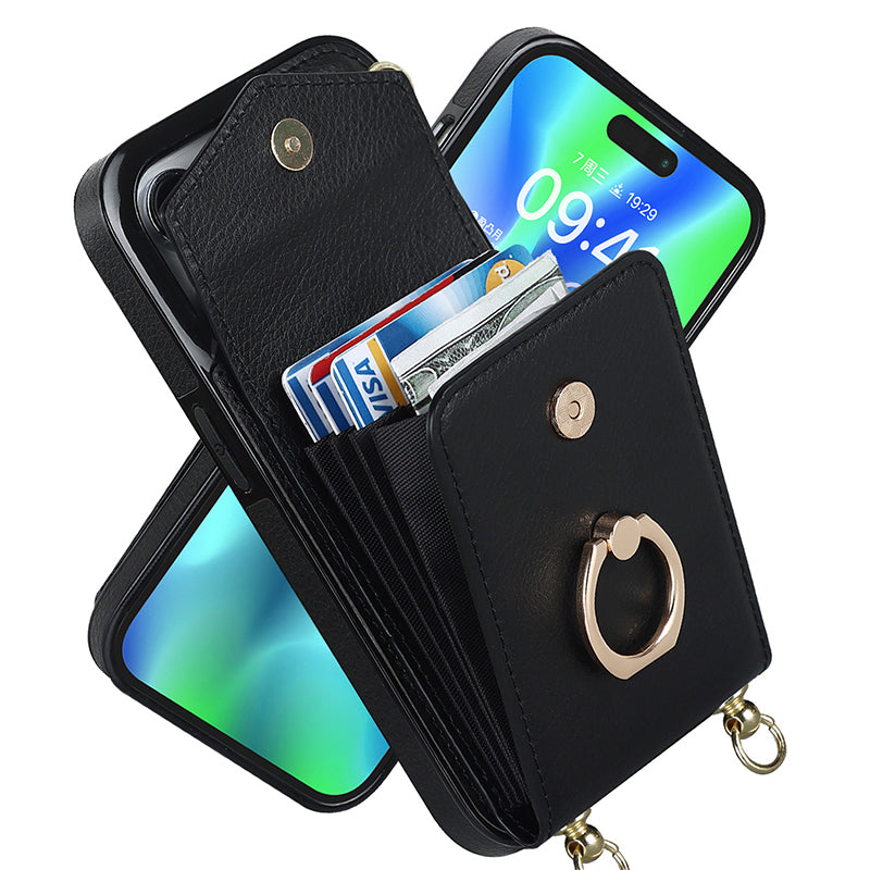 Frendorf | Leder Geldbörse Hülle mit Ring & Lanyard für iPhone