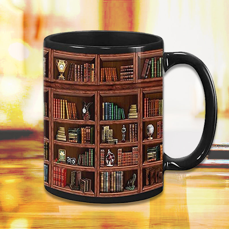 Frendorf | Bücherregal Keramikkaffeebecher - Geschenk für Katzenbuchliebhaber