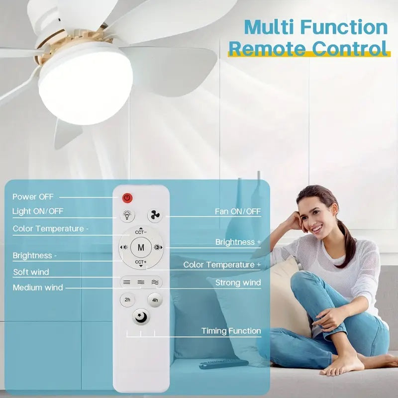 Frendorf | 2-in-1 LED Deckenventilator Licht mit Fernbedienung, E27/B22 Sockel