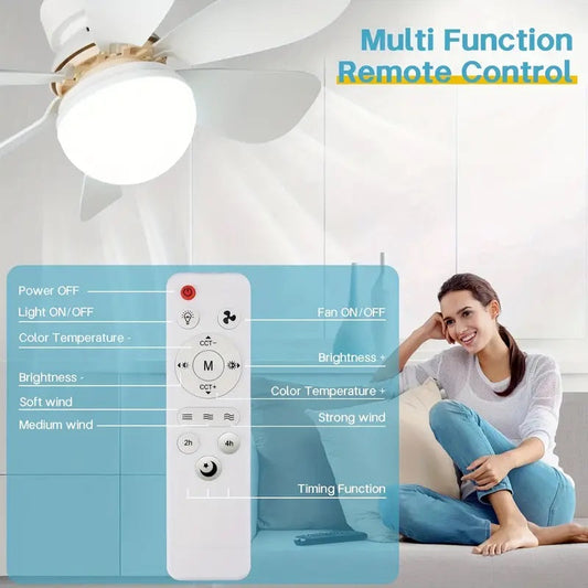 Frendorf | 2-in-1 LED Deckenventilator Licht mit Fernbedienung, E27/B22 Sockel
