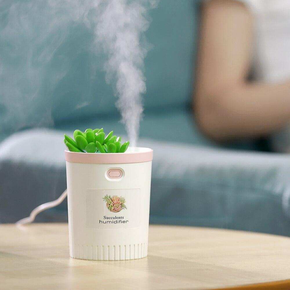 Frendorf | MistBloom Mini USB Luftbefeuchter mit Sukkulentendesign | Kompakt | Leise | Für Zuhause & Büro