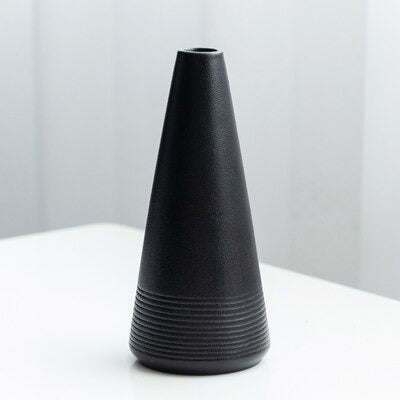 Frendorf | ObsidianWave Strukturierte Keramikvasen in Nacht-Schwarz | Modernes Design | Perfekte Dekoration für Zuhause