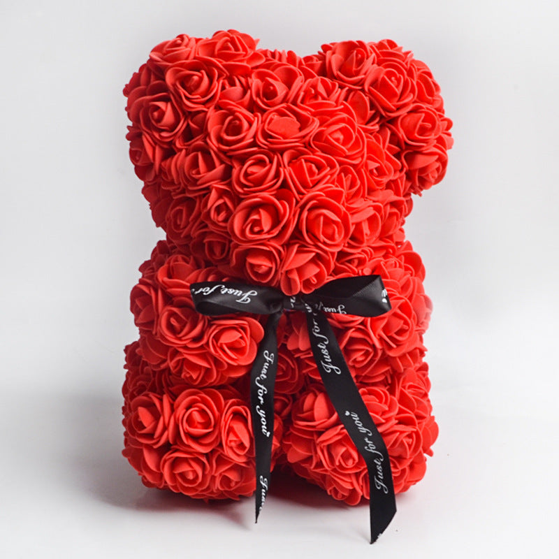 Frendorf | Valentinstag Geschenk Rose Bär Ewige Blume Rose Teddybär PE Schaum Bär 25cm Valentinstag