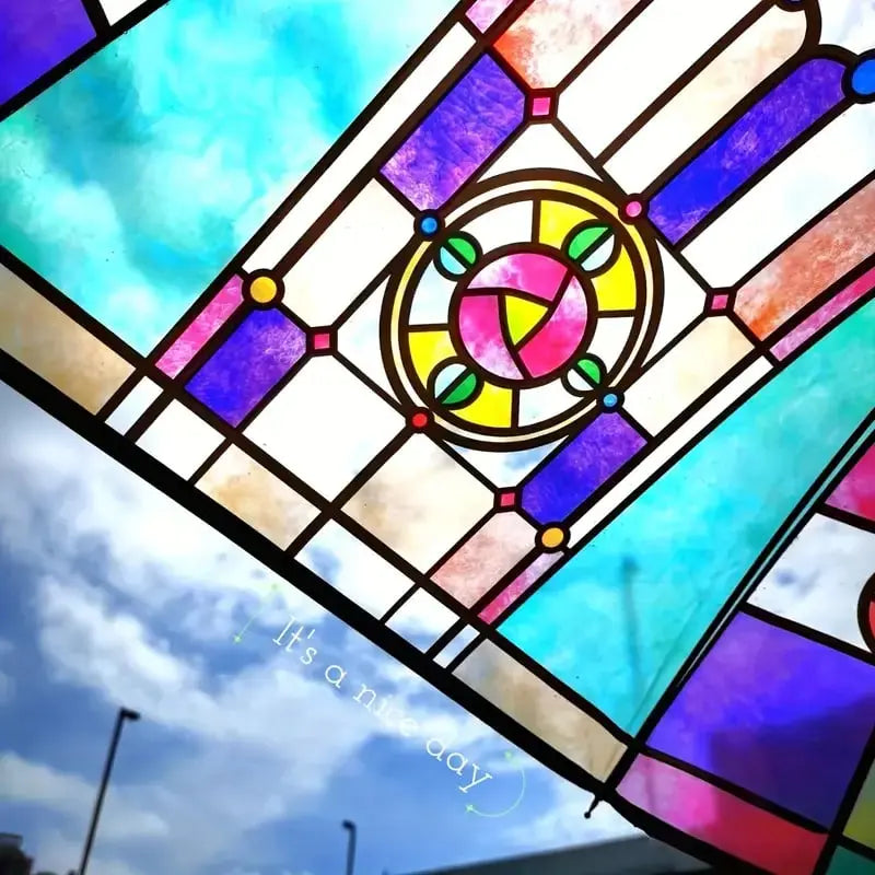 Frendorf | Buntglas-Kunst-Regenschirm — Automatischer Windschutz und Regenschutz