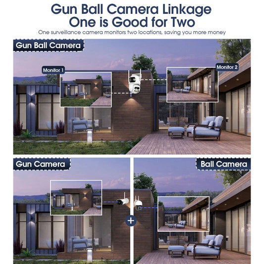 6MP Dual-Lens WLAN-Sicherheitskamera für den Außenbereich, HD-Nachtsicht, Bewegungserkennung, automatische Verfolgung, wasserdicht, Sirenenalarm, ICSEE App Fernanzeige