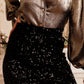 Frendorf | Schwarzer Party Pailletten Bodycon Minirock