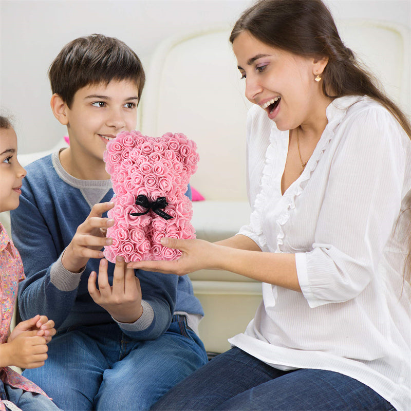Frendorf | Valentinstag Geschenk Rose Bär Ewige Blume Rose Teddybär PE Schaum Bär 25cm Valentinstag