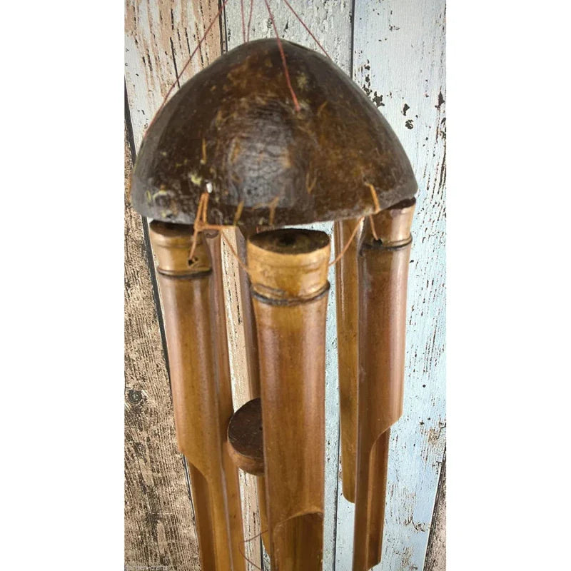 Bamboo Wind Chimes - Natürliche Kokosnussschale, Fünf-Rohr-Handgemachte Gartendekoration
