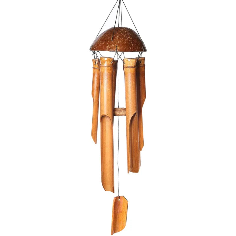 Bamboo Wind Chimes - Natürliche Kokosnussschale, Fünf-Rohr-Handgemachte Gartendekoration