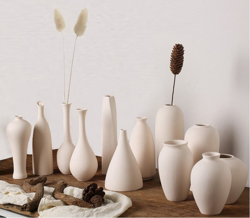 1 Stück Weiß Frosted Keramikvase Ornamente Wohnkultur Keramik Blumen vase Hochzeitsfotografie Requisiten