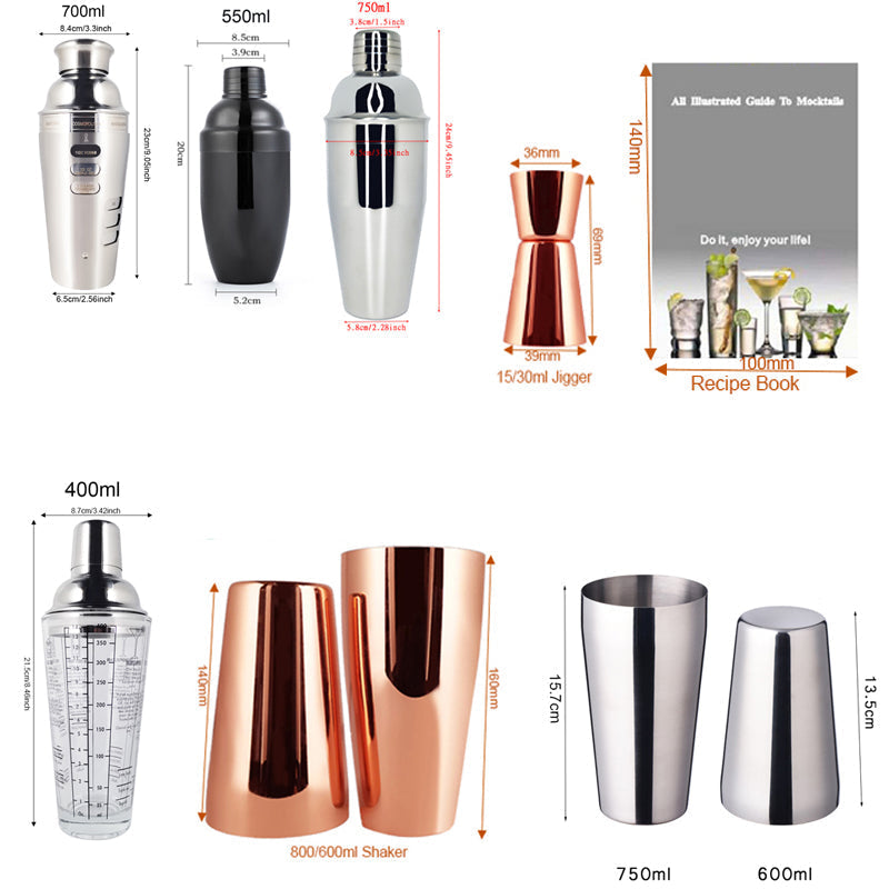 Frendorf | 2-6Stück Amerikanischer Stil Boston Edelstahl Shaker Cocktail Shaker