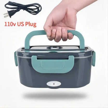 2-in-1 Elektrische Heizende Lunchbox Auto + Zuhause 12V/220/110V Tragbare Edelstahl-Auskleidung Bento-Lunchbox Lebensmittelbehälter Bento-Box