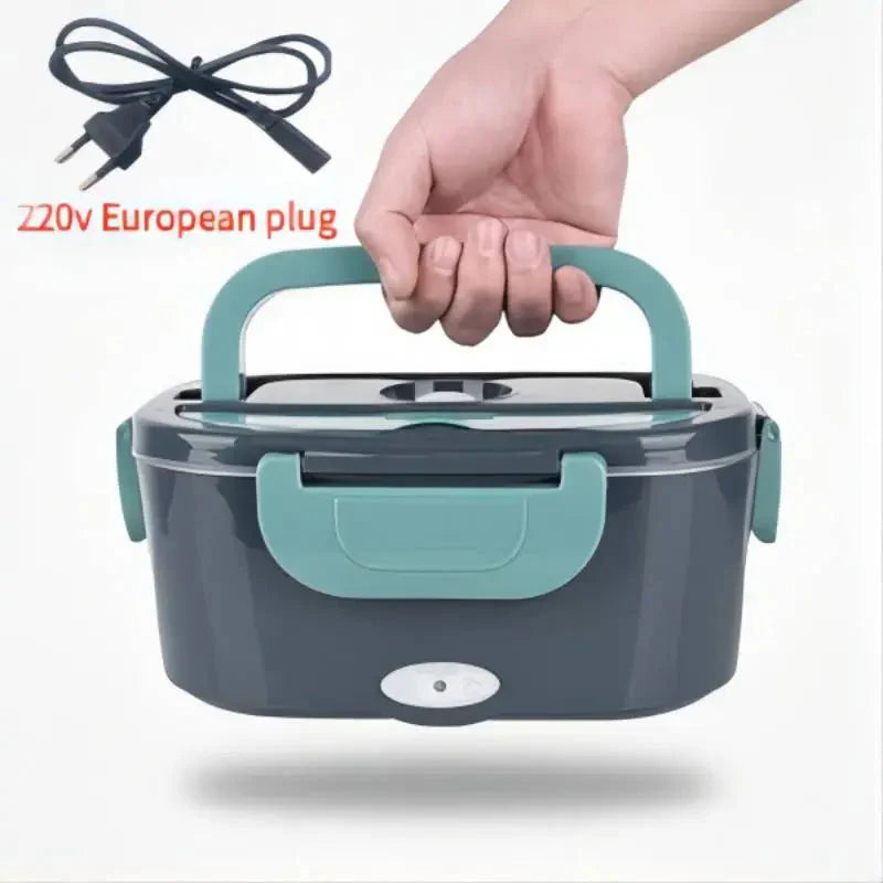 2-in-1 Elektrische Heizende Lunchbox Auto + Zuhause 12V/220/110V Tragbare Edelstahl-Auskleidung Bento-Lunchbox Lebensmittelbehälter Bento-Box