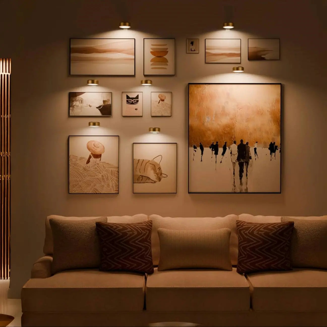 Frendorf | 2 + 1  | Kabellose Bilderleuchten – Ohne Bohren, Wiederaufladbar, Farbwechsel mit Fernbedienung