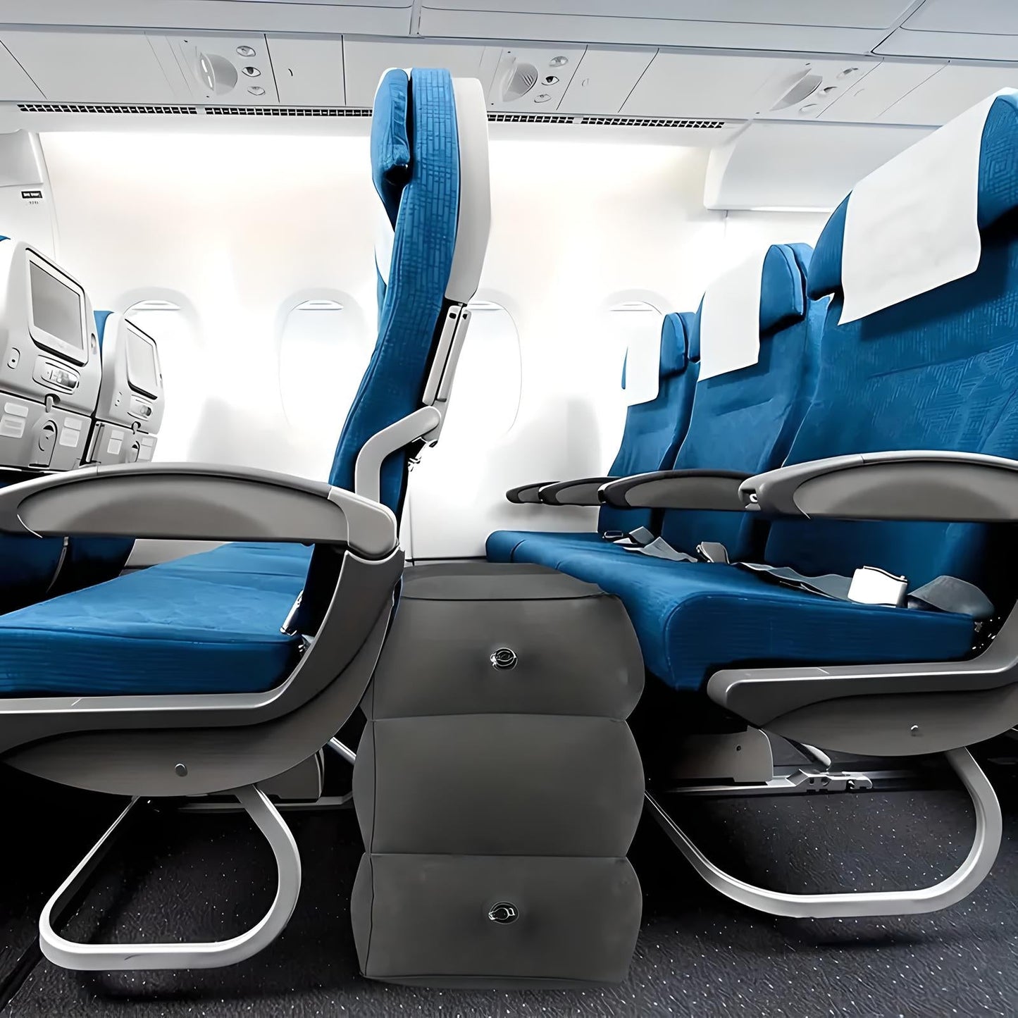 Frendorf | Aufblasbare Reisefußstütze | Ergonomisch, höhenverstellbar & kompakt für Flugzeuge, Züge, Busse & Büroeinsatz