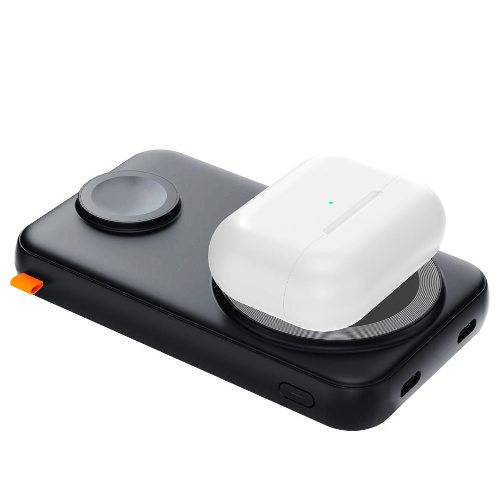 Frendorf | 2-in-1 PowerBank mit PD 20W Schnellladung, Kabellosem Laden & LED-Display – 10.000mAh, Kompakt, Für 4 Geräte