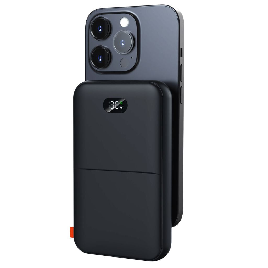 Frendorf | 2-in-1 PowerBank mit PD 20W Schnellladung, Kabellosem Laden & LED-Display – 10.000mAh, Kompakt, Für 4 Geräte