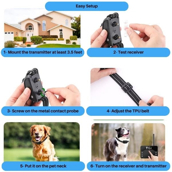 Frendorf | 2-in-1 Wireless Pet Training Halsbänder und Hundezäune Sound Check Elektrische und Vibrationsstoßhalsband Zaun von 65 bis 1640 Fuß