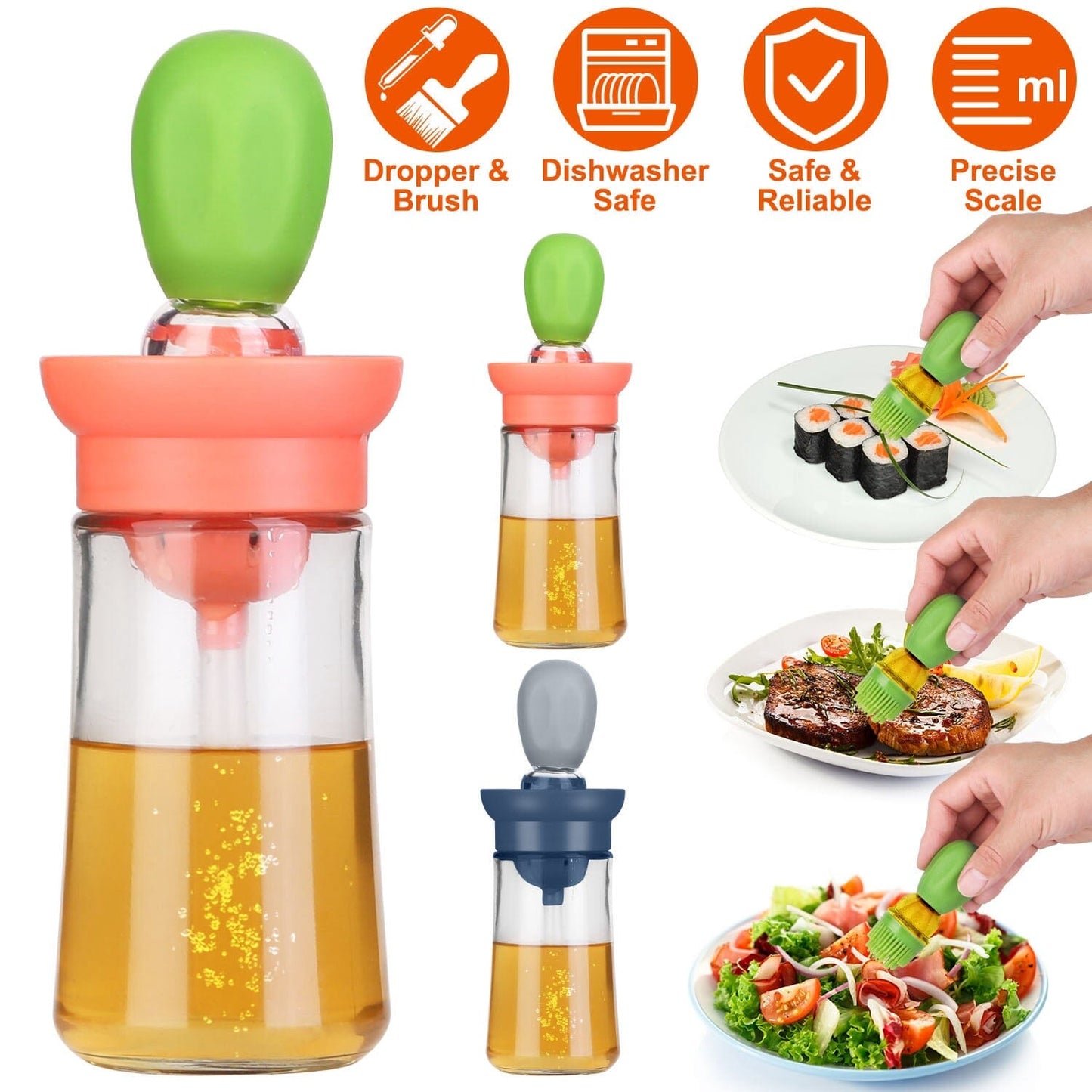 Frendorf | 2-in-1 Glas-Olivenölspender mit Silikon-Tropfer