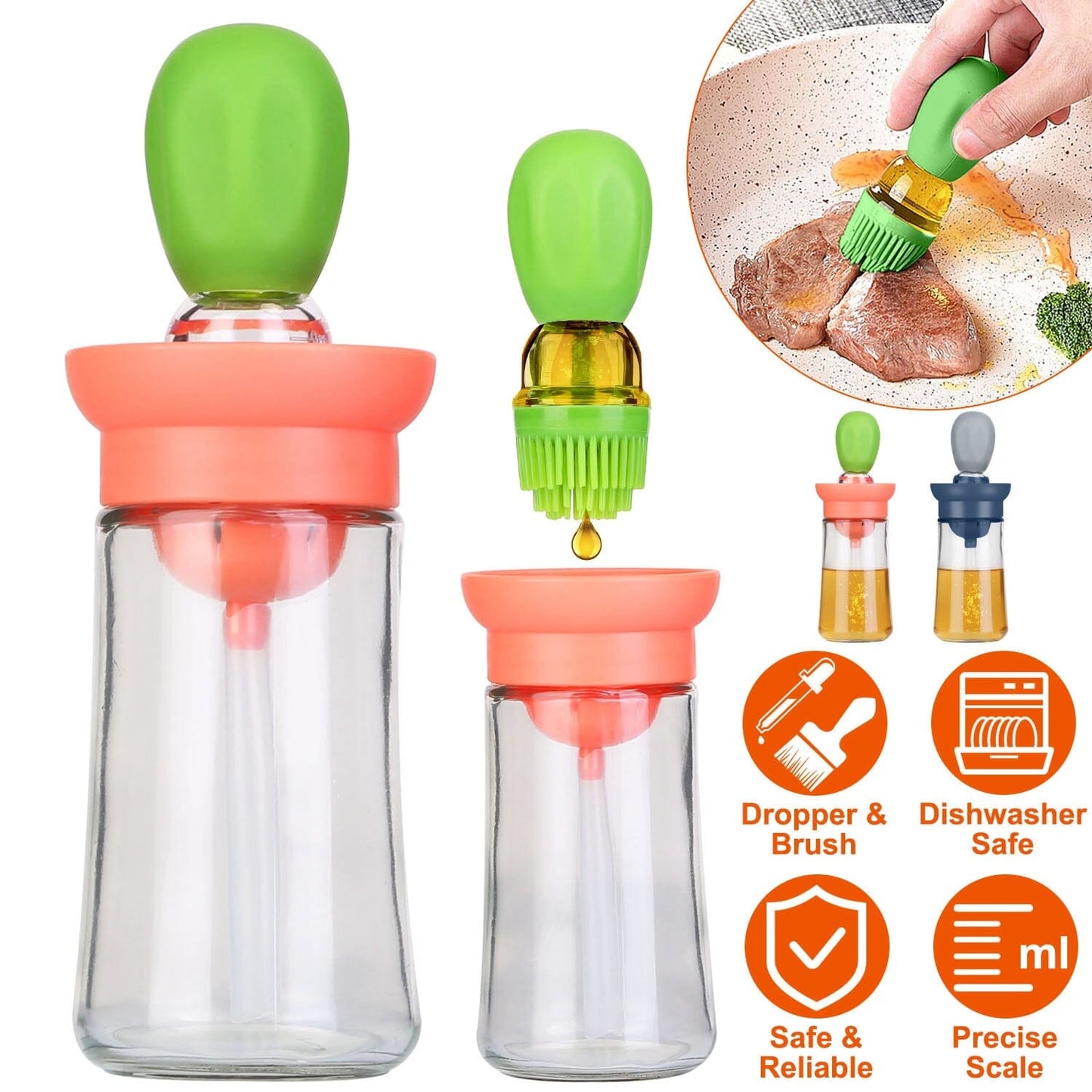 Frendorf | 2-in-1 Glas-Olivenölspender mit Silikon-Tropfer