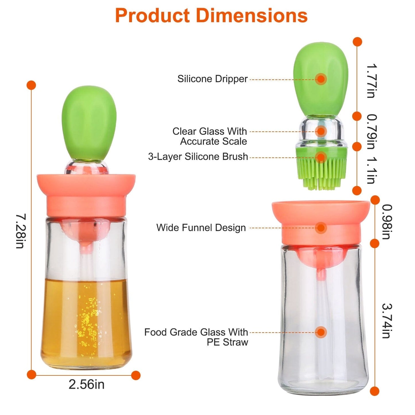 Frendorf | 2-in-1 Glas-Olivenölspender mit Silikon-Tropfer