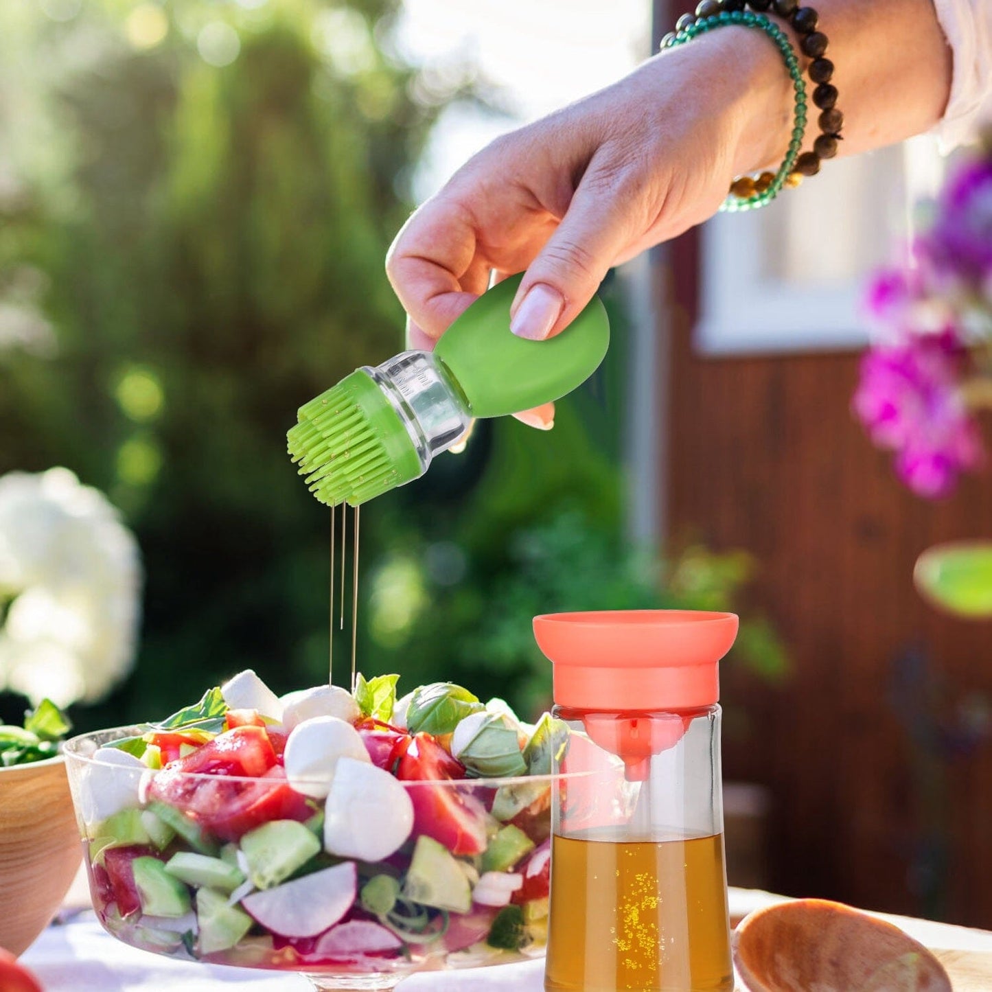 Frendorf | 2-in-1 Glas-Olivenölspender mit Silikon-Tropfer