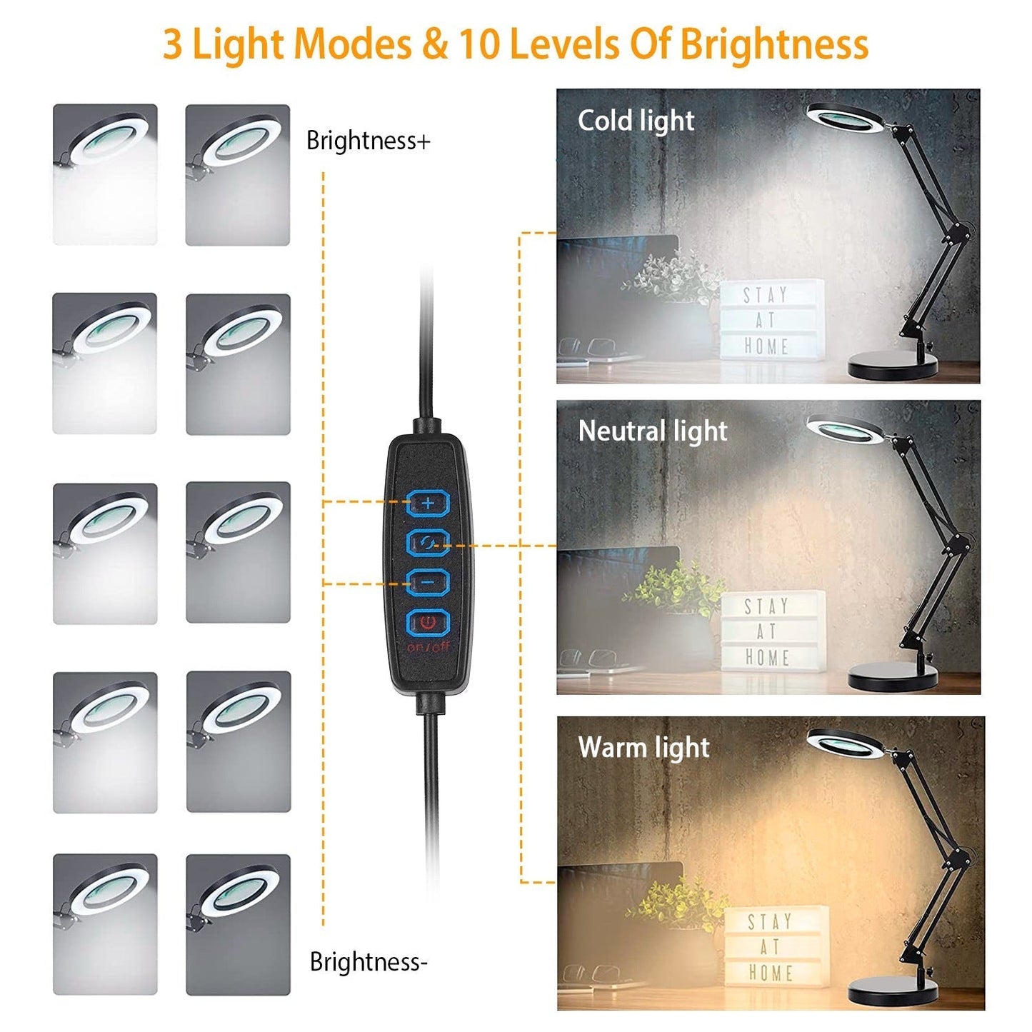Frendorf | 2-in-1 LED Vergrößerungslampe mit 8x Vergrößerungsglas