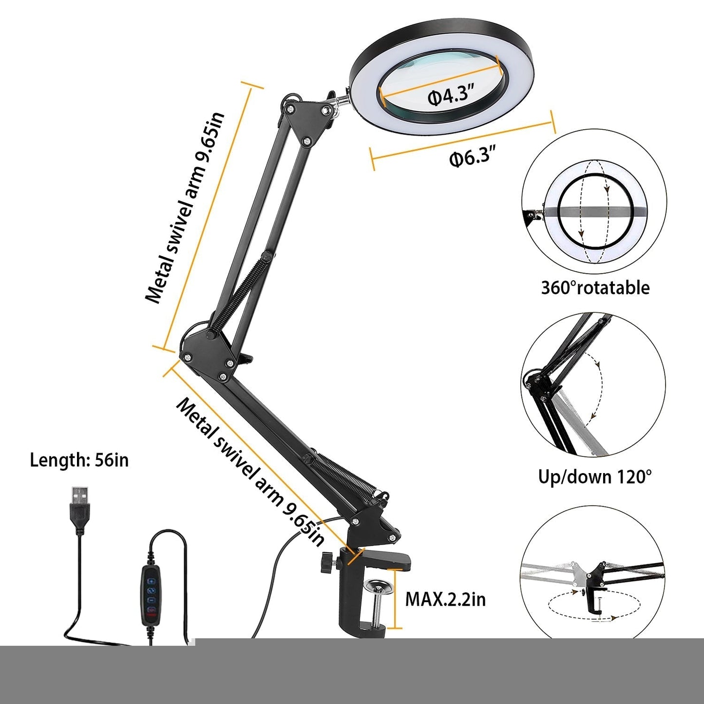 Frendorf | 2-in-1 LED Vergrößerungslampe mit 8x Vergrößerungsglas