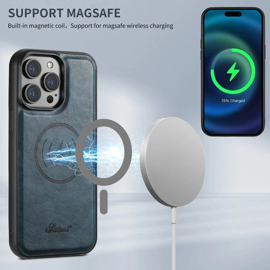 Frendorf | 2 In 1 Magnetische Abnehmbare iPhone 16 Leder Geldbörse Tasche