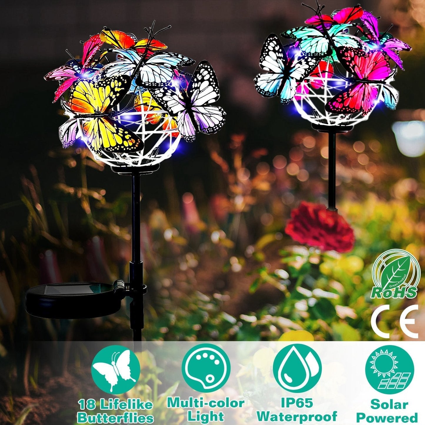 Frendorf | 2-in-1 Outdoor Schmetterling Solarlicht Gartenstecker