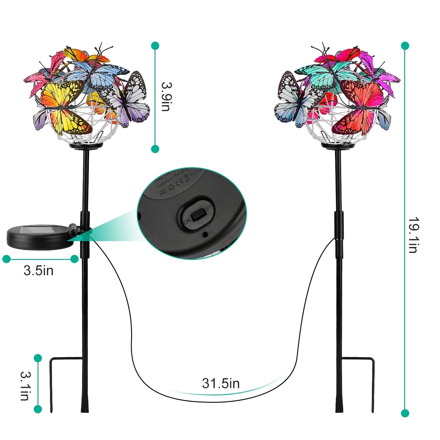 Frendorf | 2-in-1 Outdoor Schmetterling Solarlicht Gartenstecker