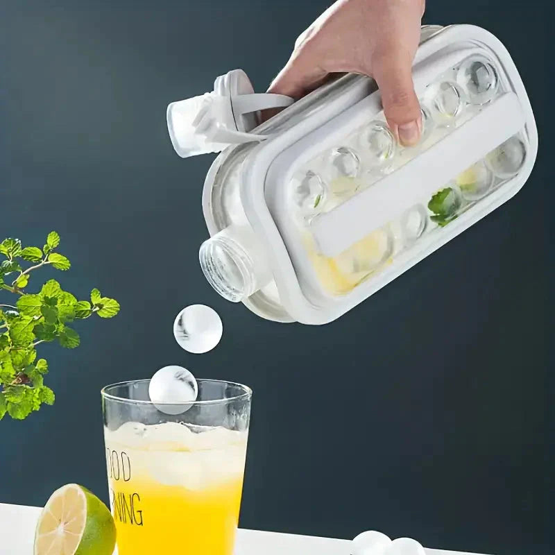 Frendorf | 2-in-1 Tragbarer Eiskugelbereiter Wasserkocher mit 17 Fächern Flacher Körper Deckel Kühl-Eis-Lutscher/Würfel Formen