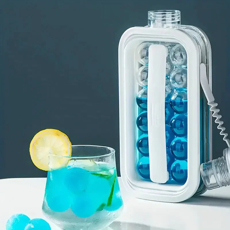 Frendorf | 2-in-1 Tragbarer Eiskugelbereiter Wasserkocher mit 17 Fächern Flacher Körper Deckel Kühl-Eis-Lutscher/Würfel Formen