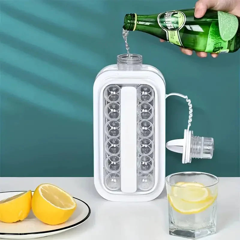 Frendorf | 2-in-1 Tragbarer Eiskugelbereiter Wasserkocher mit 17 Fächern Flacher Körper Deckel Kühl-Eis-Lutscher/Würfel Formen