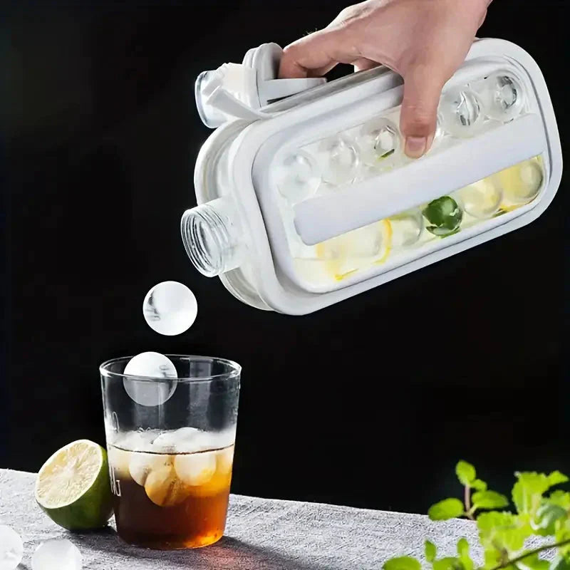 Frendorf | 2-in-1 Tragbarer Eiskugelbereiter Wasserkocher mit 17 Fächern Flacher Körper Deckel Kühl-Eis-Lutscher/Würfel Formen