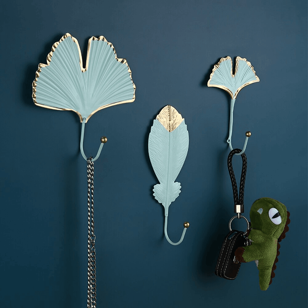Frendorf | LeafLuxe Metall Wandhaken im Blätterdesign | Elegantes & Funktionales Dekor | In Gold & Blau erhältlich