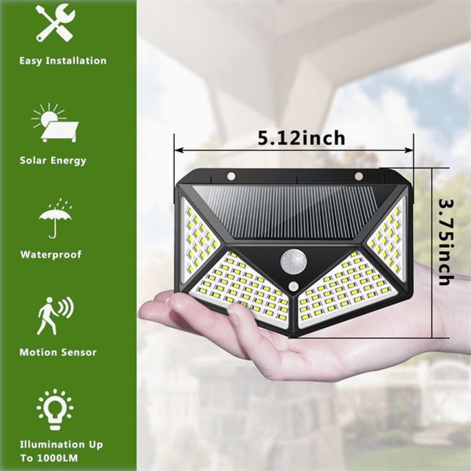 Frendorf | 2er-Pack: 100-LED Solarbetriebene Bewegungsmelderlichter Mit 270° Weitwinkel