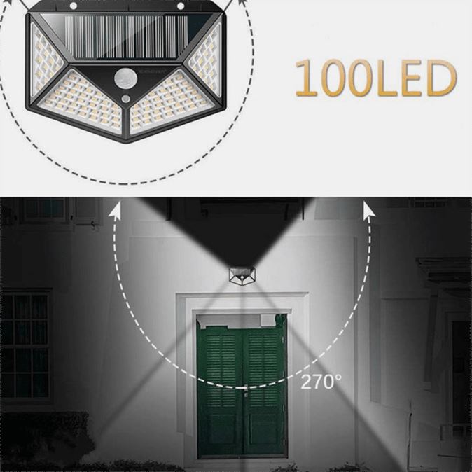 Frendorf | 2er-Pack: 100-LED Solarbetriebene Bewegungsmelderlichter Mit 270° Weitwinkel