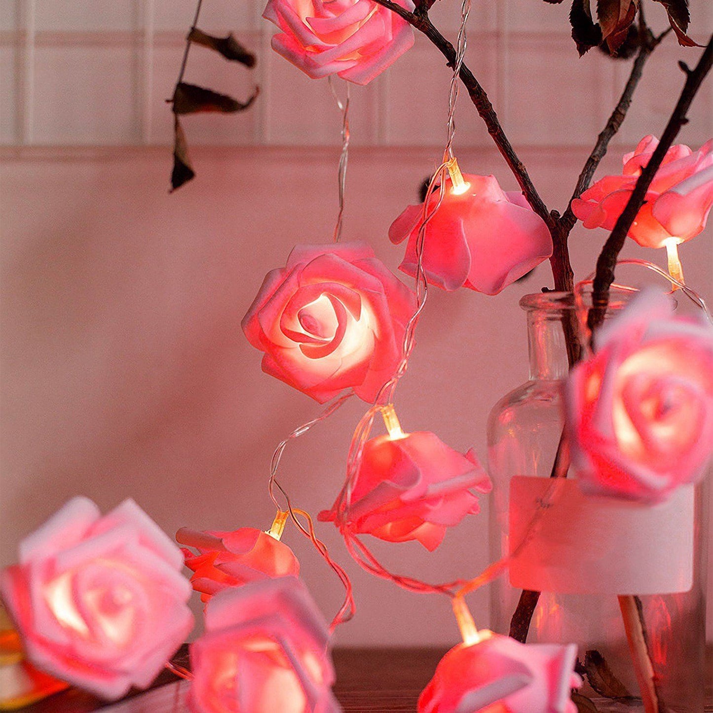 Frendorf | 2er-Pack: 40 LEDs Rosenblüten Lichterkette