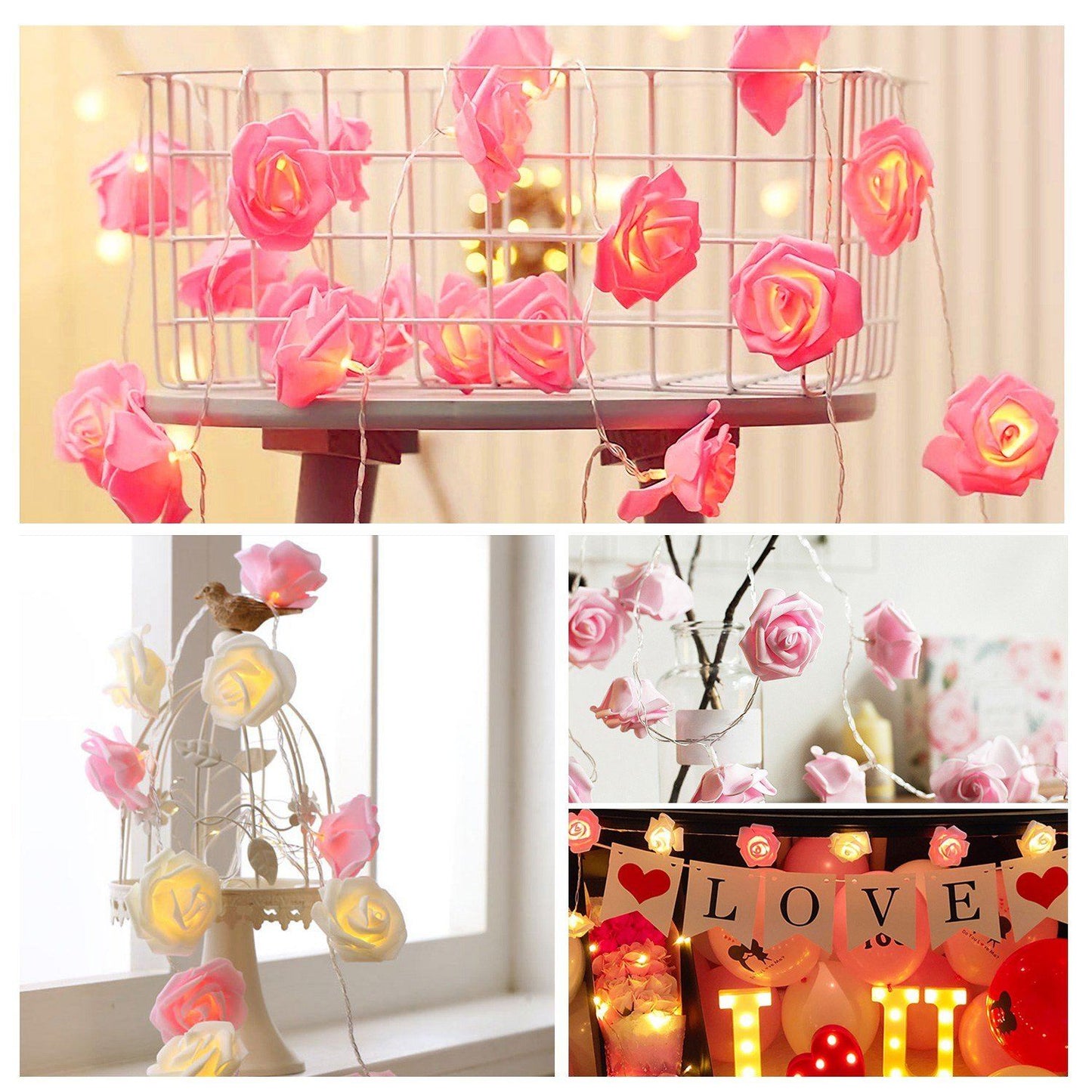 Frendorf | 2er-Pack: 40 LEDs Rosenblüten Lichterkette