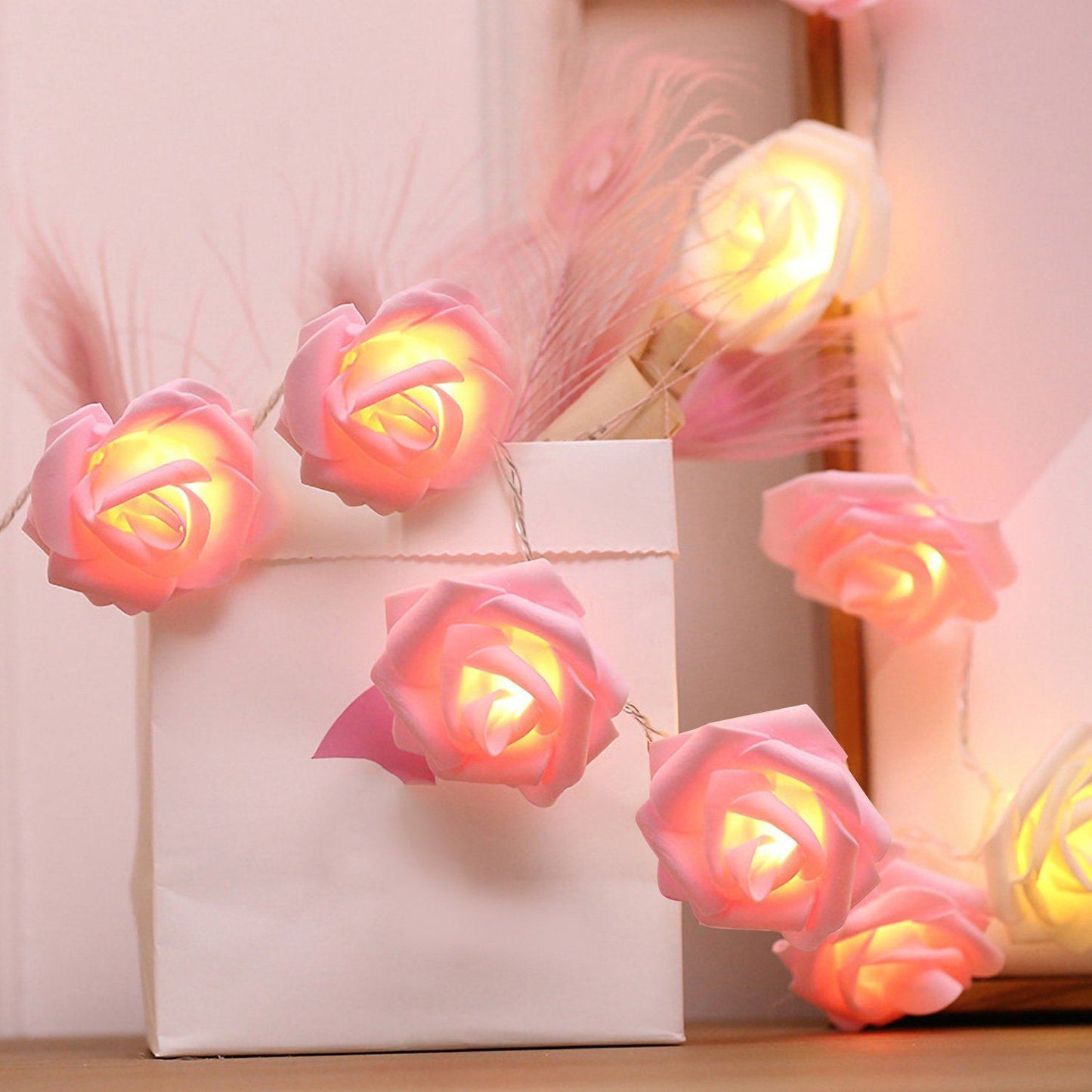 Frendorf | 2er-Pack: 40 LEDs Rosenblüten Lichterkette