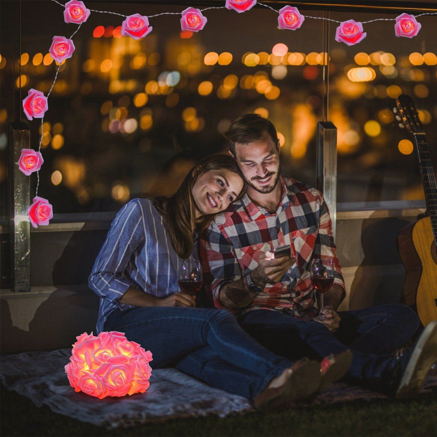 Frendorf | 2er-Pack: 40 LEDs Rosenblüten Lichterkette