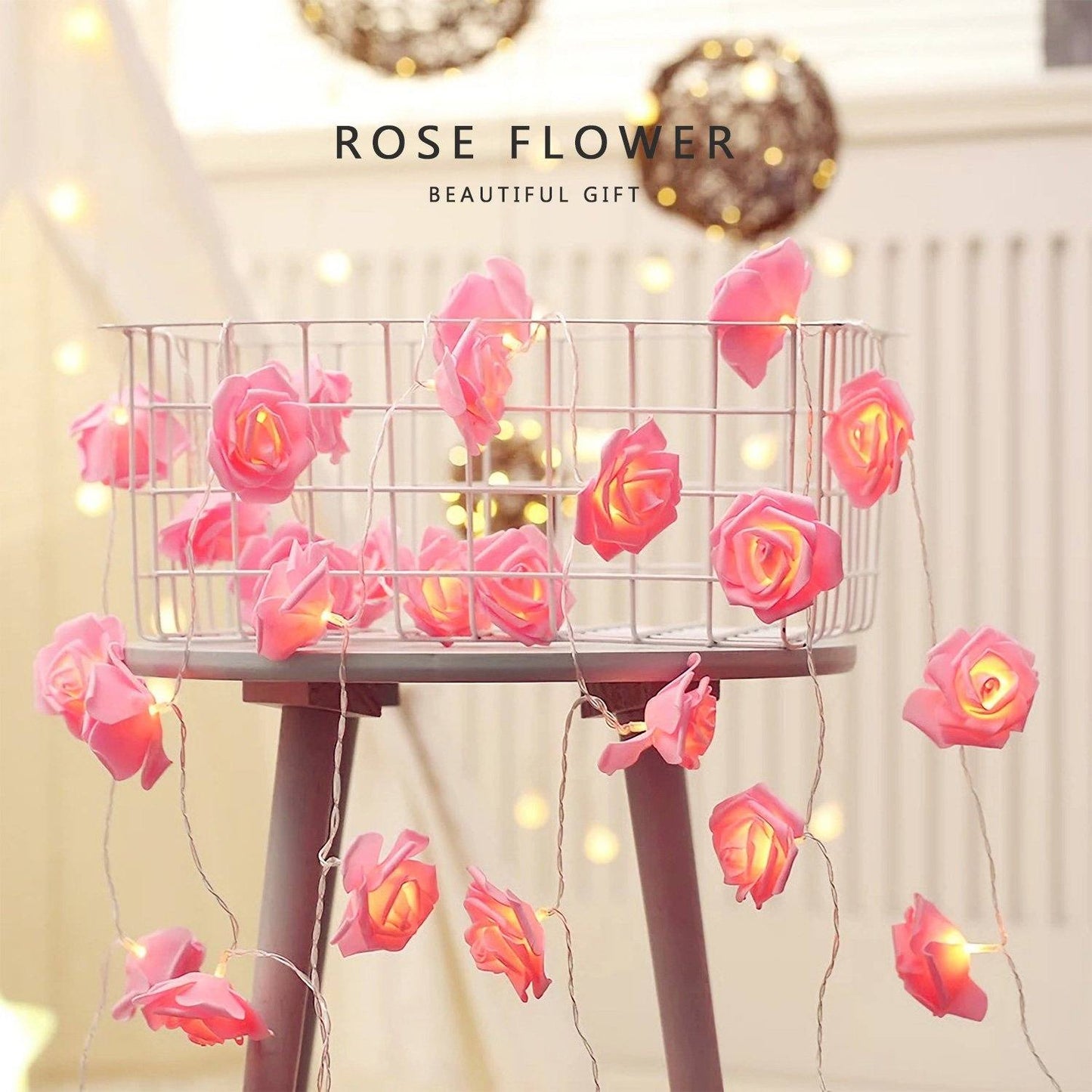 Frendorf | 2er-Pack: 40 LEDs Rosenblüten Lichterkette