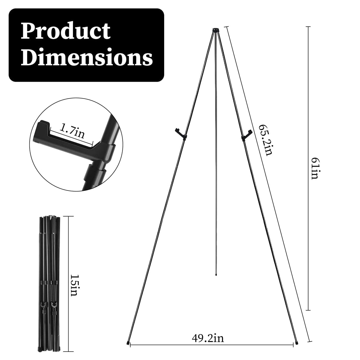 Frendorf | 2er-Pack: 61" zusammenklappbare A-Rahmen-Stativ-Leinwand aus Eisenlegierung Zeichenstand