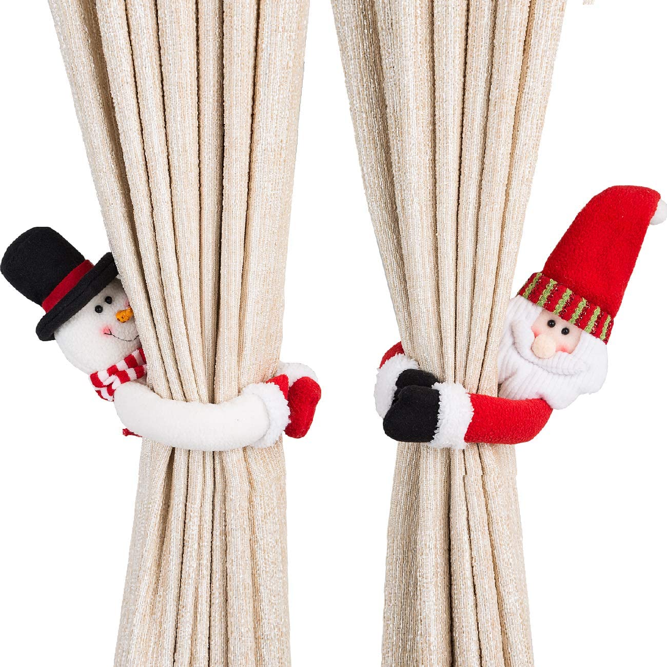 Frendorf | 2-Pack: Weihnachtsvorhang Schnalle Puppe Santa & Schneemann