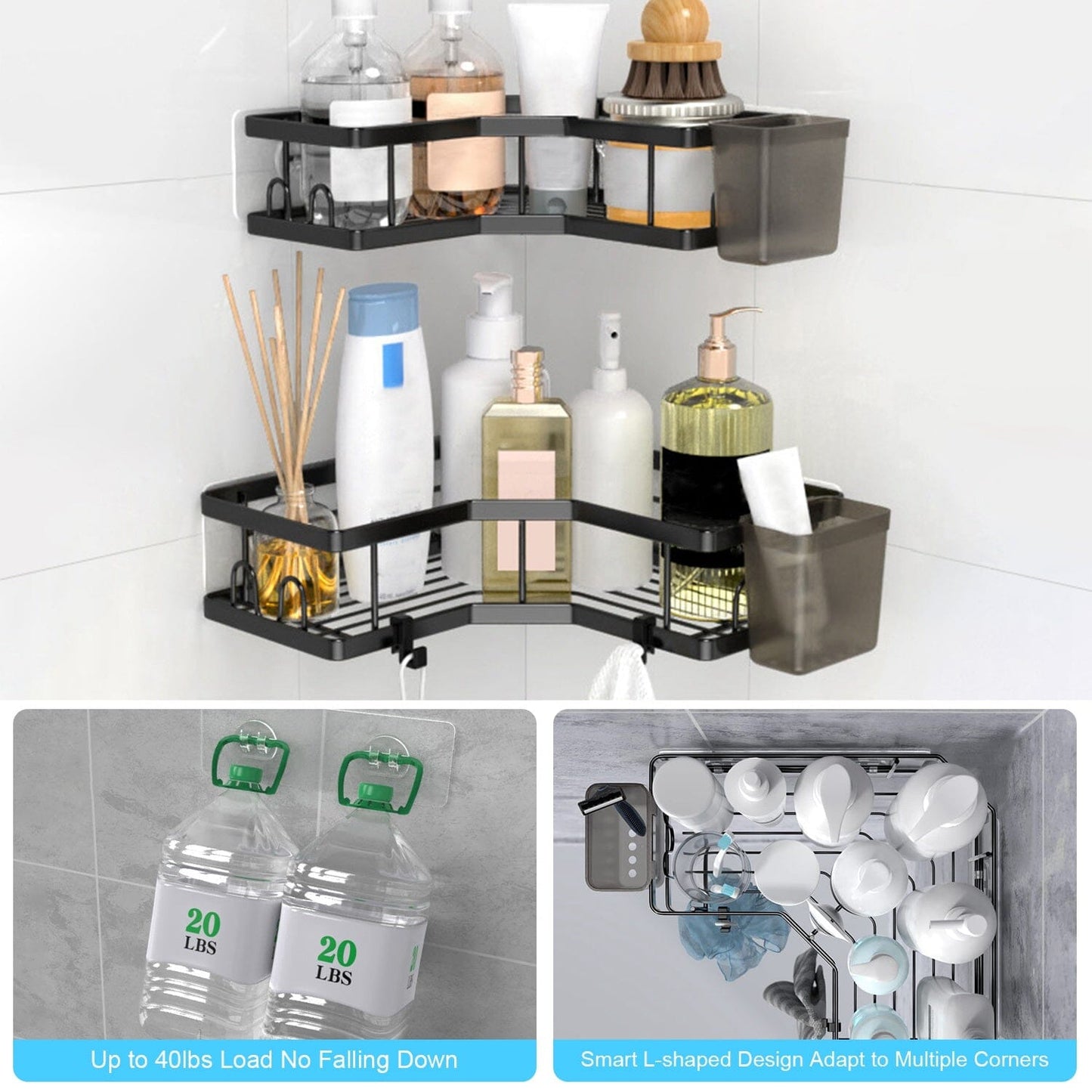 Frendorf | 2-Pack: Eck-Duschregal Kein Bohren Klebe-Duschorganisator