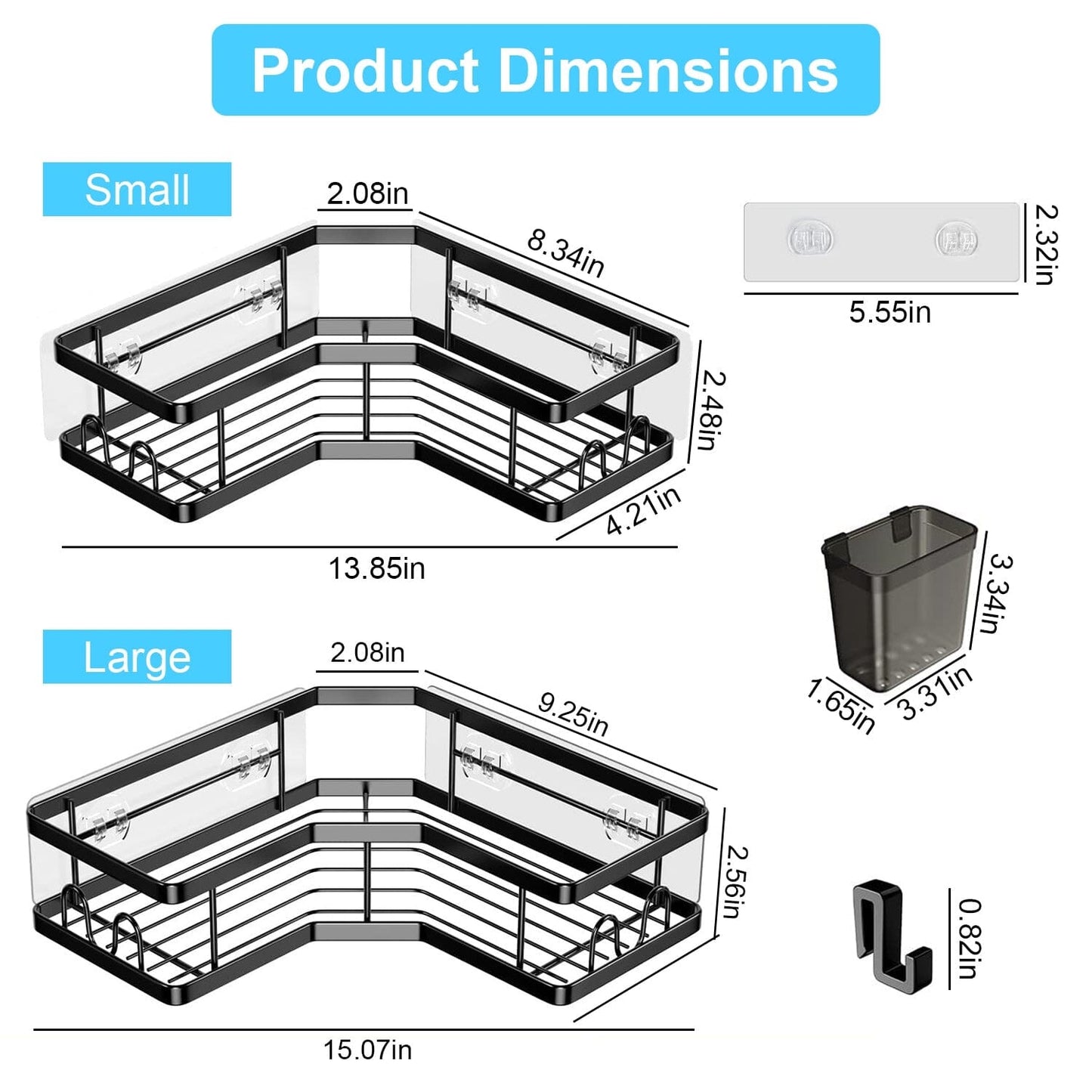 Frendorf | 2-Pack: Eck-Duschregal Kein Bohren Klebe-Duschorganisator